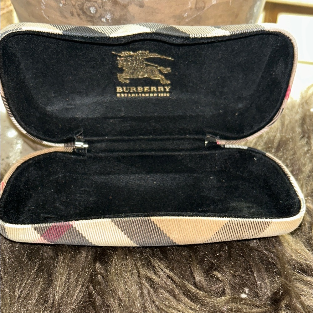 Burberry Plaid Glasses Case - Black and Tan